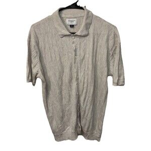 American Eagle Sweater Polo Men M Knit Button Front Shirt Ivory Short Sleeve